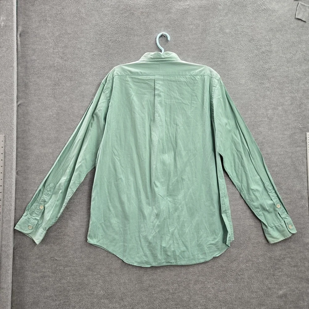 Polo Ralph Lauren Men Button Up Shirt‎ XL Green Twill Beach Long